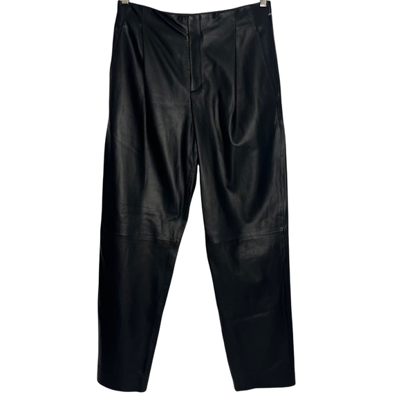 Vince. Black 100% Lamb Leather Tapered Straight Leg Pants Size 8 NWT - Picture 5 of 16